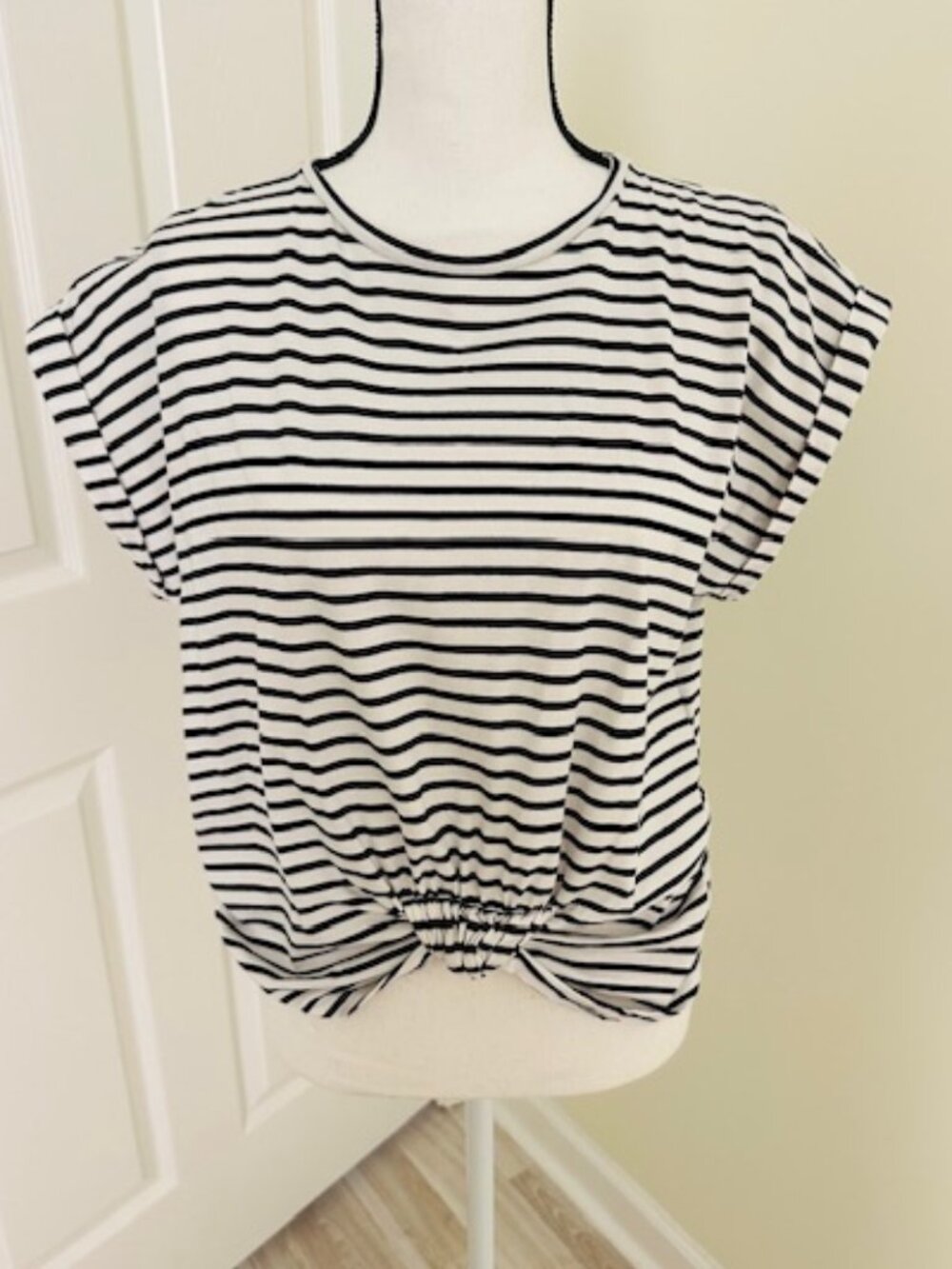 Striped T-Shirt with Knot Front detail